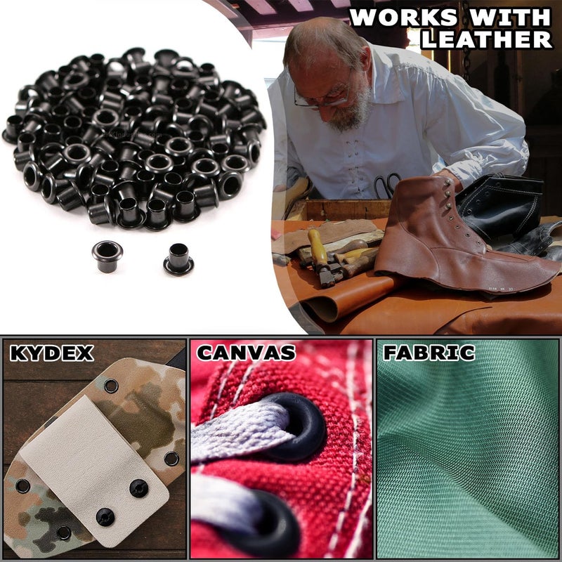 HolsterSmith Kydex & Leather Holster Eyelets - (#6-6 Length) - (3/16 Inch Diameter) - (Black Coated) - (100 Pack) - (USA Made) - for DIY Holster Making, Canvas & Apparel Binding - Image 2